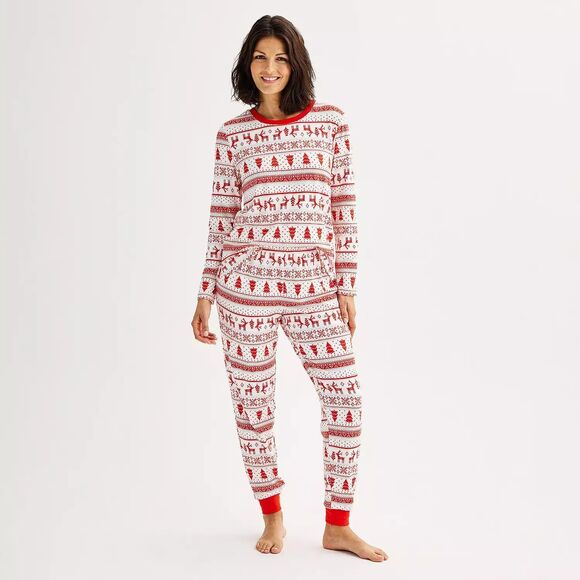 Women's Jammies For Your Families Candy Cane Fairisle Pajama Top & Jogger L, NWT - Picture 3 of 9